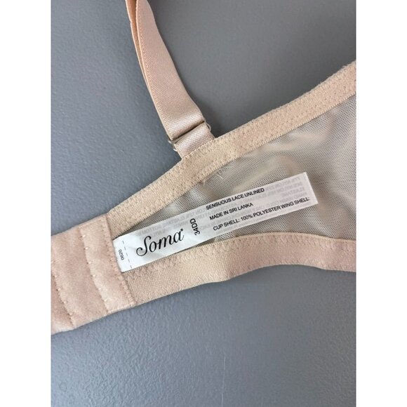 Soma‎ women's 34DD beige sensuous lace unlined bra underwire lingerie - Picture 6 of 6